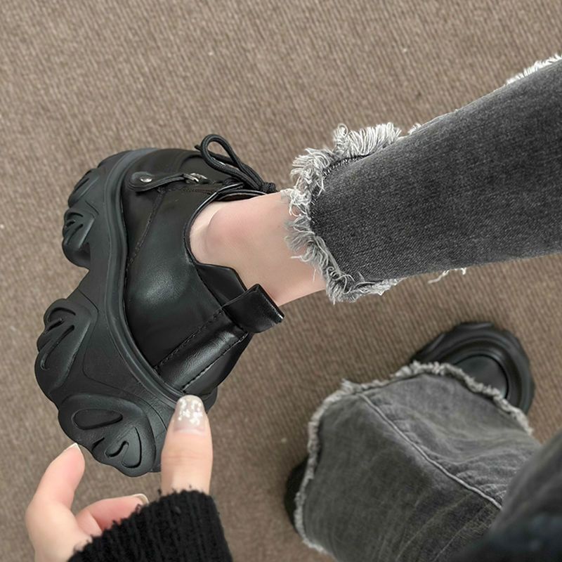 Giày Da Đế Dày Phong Cách Retro Anh Quốc Cho Nữ