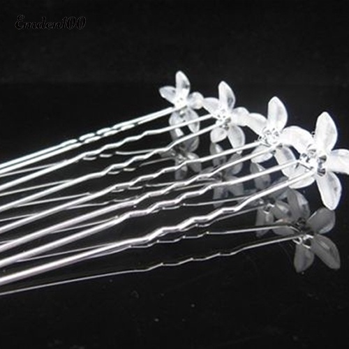 Bộ 20 Trâm Cài Tóc Chữ U Hoạ Tiết Hoa Trắng Dành Cho Cô Dâu