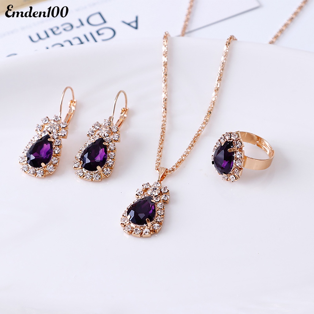 Bộ Trang Sức Đính Đá Hình Giọt Nước Thời Trang Dành Cho Nữ