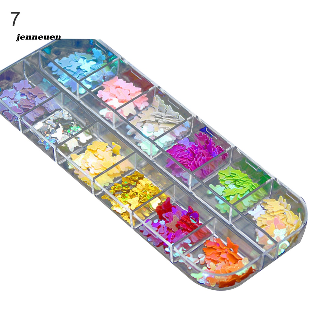 Hộp Sequin Hình Bướm Màu Dạ Quang Dùng Trang Trí Móng Tay