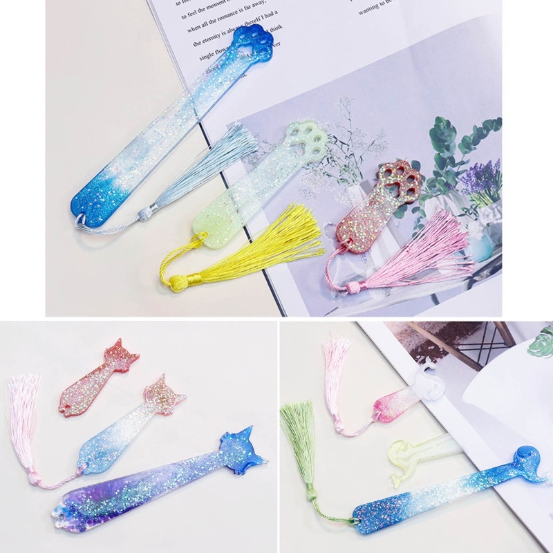 Nav handmade bookmark mặt dây chuyền khuôn nhựa hình chữ nhật mèo vuốt cá heo khuôn silicone khuôn đúc nhựa cho trang trí tự làm