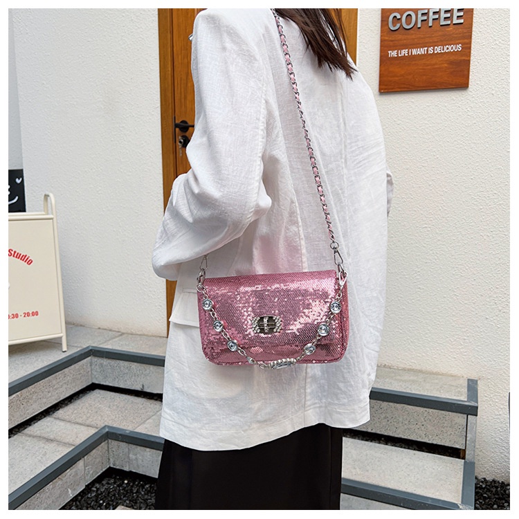 Túi Xách Đeo Vai Hình Vuông Cỡ Nhỏ Đính Kim Tuyến Lấp Lánh Phong Cách Thời Trang Mới 2023