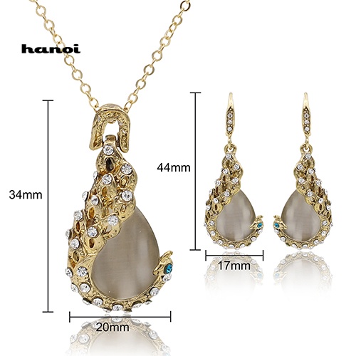 Set Vòng cổ + Bông Tai ĐíNh NgọC MắT MèO Giả ThờI Trang Cho Nữ