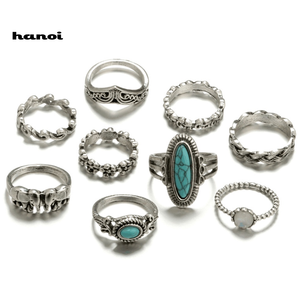 Set 9 Nhẫn Thời Trang Phong Cách Boho Cho Nữ
