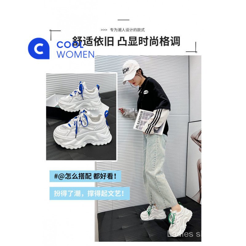 Giày Thể Thao Da PU Cao Su Mũi Tròn Đế Cao Su 6-8cm Thắt Dây Phong Cách Thời Trang Mới 2023 Cho Nữ
