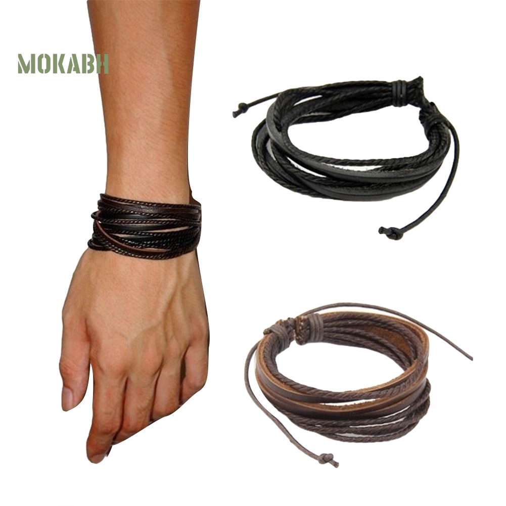 Vòng Tay Giả Da Nhiều Lớp Unisex Hợp Thời Trang