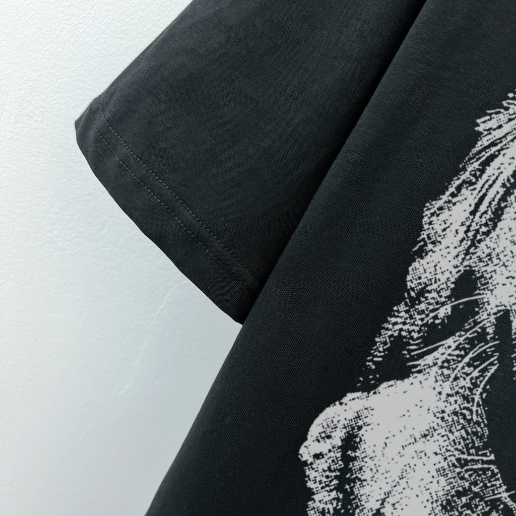 Áo Thun Đen Tay Ngắn Dáng Rộng In Họa Tiết Hoạt Hình Chú Chó Dễ Thương Phong Cách Hàn Quốc Thời Trang Mùa Hè Cho