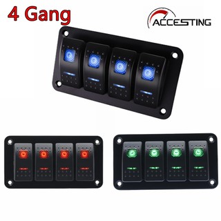 Bảng công tắc bật / tắt 4 nấc chống nước có đèn led nền cho tàu thuyền rv trailer truck 12v / 24v