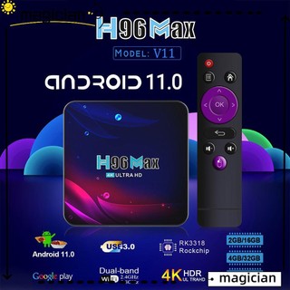 Đầu Máy Chiếu MAGIC H96 Max V11 4GB+32/64GB RK3318 Bluetooth 2.4G/5.8G Dual WIFI 4K 2021 Android 11.0