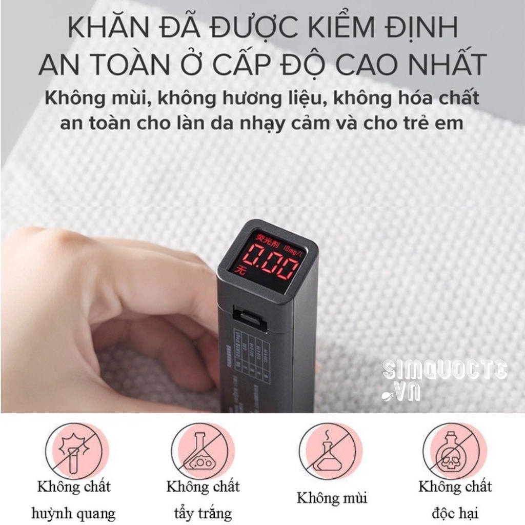 Khăn mặt khô Animerry đa năng dùng 1 lần lau mặt lau khô, khăn lau ướt - giấy lau mặt 100% cotton mềm mại