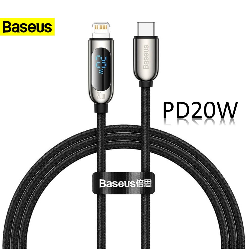 Cáp sạc nhanh 20W Baseus Dây hiển thị Led báo công suất sạc an toàn cho máy 13 14 11 12Promax  HaiBunStore