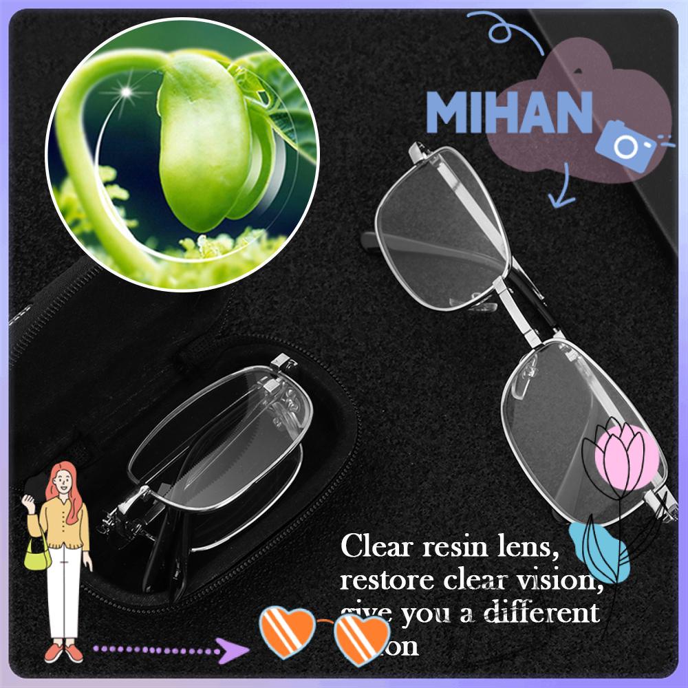 Kính Đọc Sách Gọng Kim Loại Mạ Bạc Mihan1 + 1 / + 1.5 / + 2 / + 2.5 / + 3 Thiết Kế Gấp Gọn Được