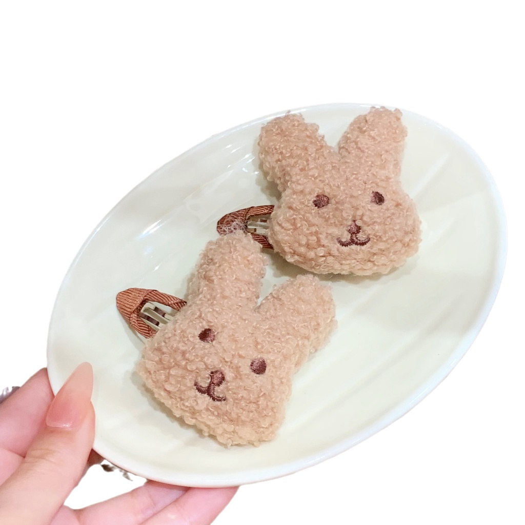 Kẹp Tóc Màu Cà Phê Trang Trí Hình Thỏ Hoạt Hình Dễ Thương Thời Trang Mùa Thu 2023