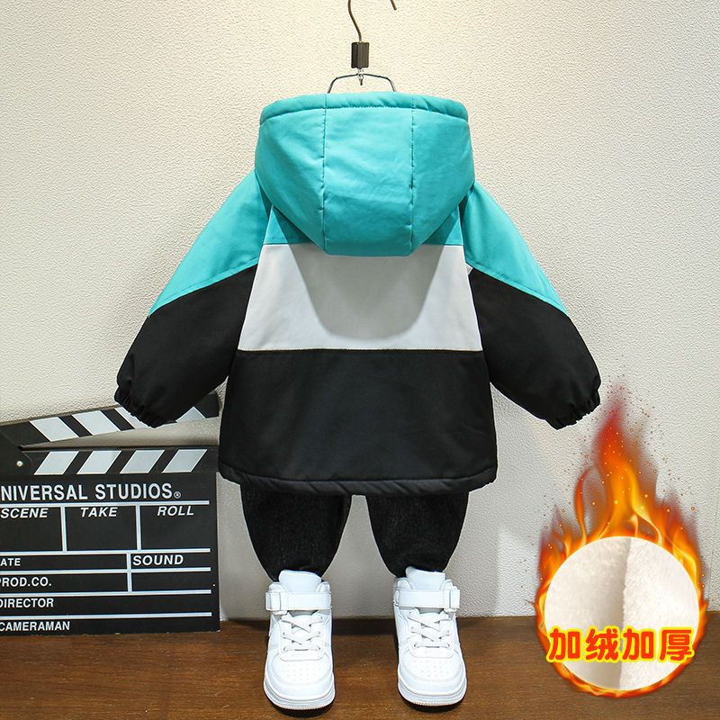 Áo khoác trẻ em Áo Khoác Đệm cotton Lót Nhung Dày Dặn Phong Cách Mới Mùa Đông Cho Bé Trai