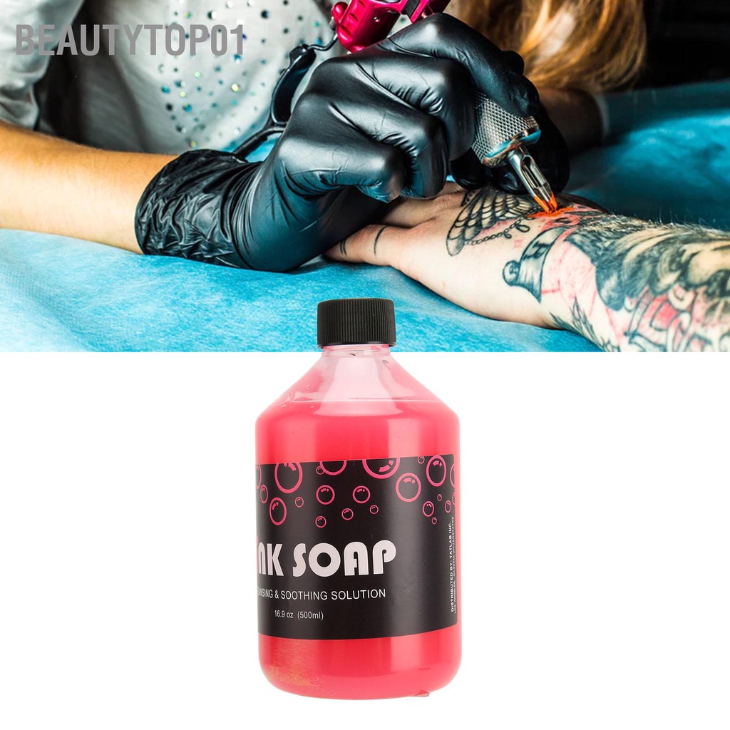 Dung dịch tạo bọt Pink/ blue soap 500ml siêu đặc giúp lau chùi mực vệ sinh da trước và sau xăm BeautyTop01
