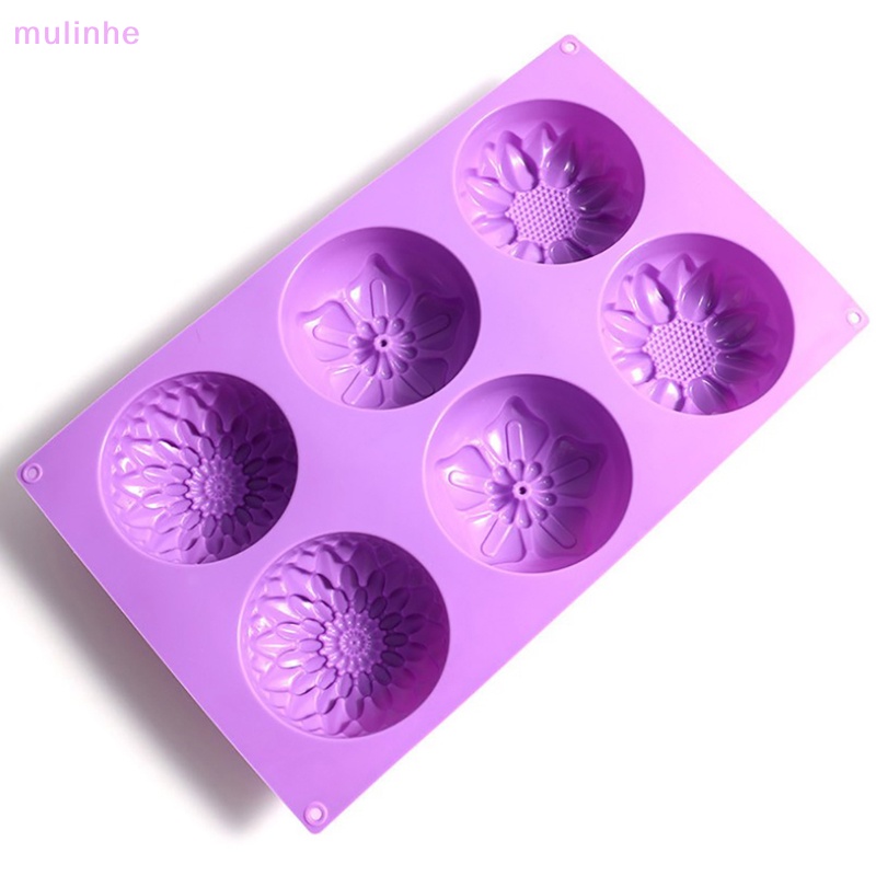 Khuôn Silicon Làm Bánh / Xà Phòng 6 Ngăn Hình Bông Hoa 3D DIY