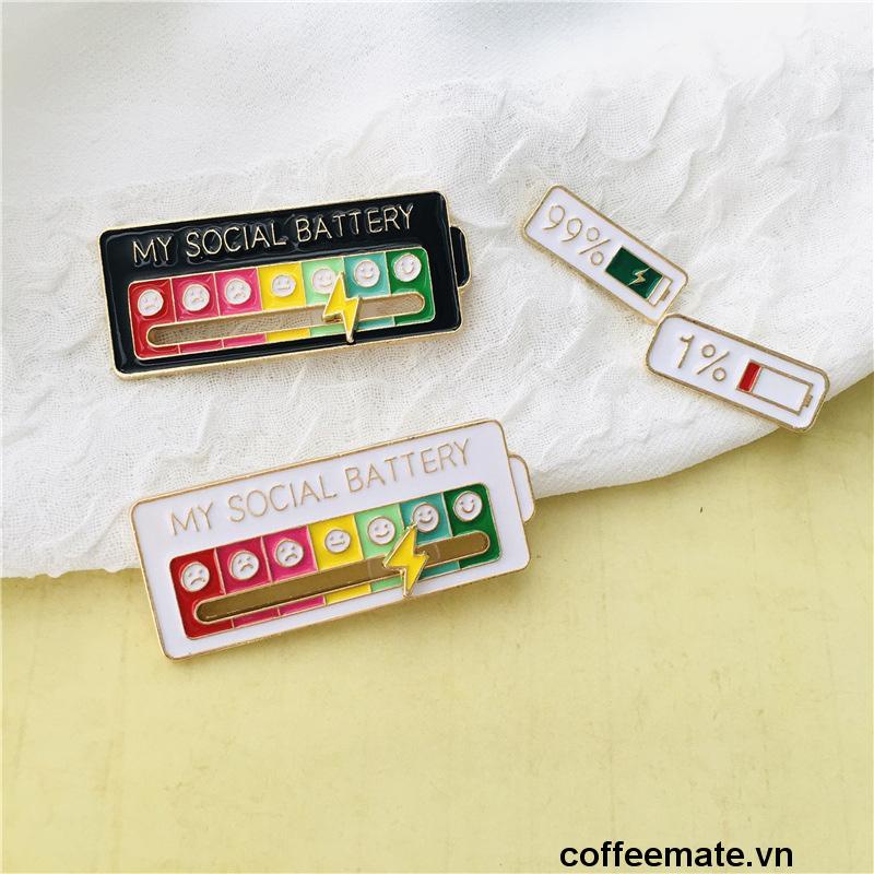 ⚡Trâm Cài Áo Hợp Kim Họa Tiết Hoạt Hình MY SOCIAL BATTERY Sáng Tạo