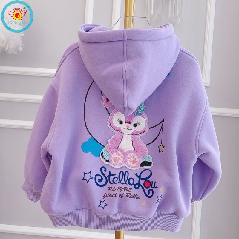 Iq Áo Khoác Hoodie Dáng Rộng Khóa Kéo Có Đệm Mút Dailu Hình Ngôi Sao Kích Thước Trung Và Lớn Phong Cách Hàn Quốc Cho Bé Gái