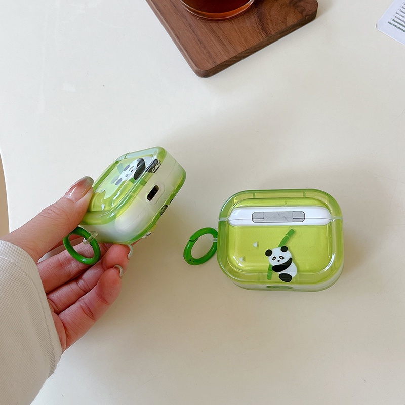 Vỏ Bảo Vệ Hộp Sạc Tai nghe không dây Airpods Pro2 3 2 1 3 2021 Bằng Tre Hình Gấu Trúc Dễ Thương