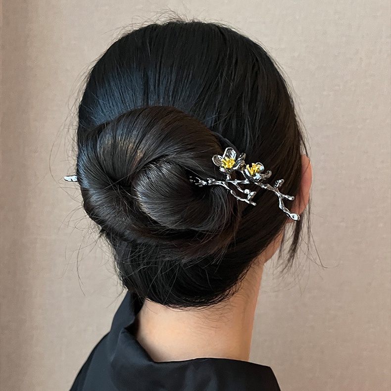 2024 Phong Cách Mới Kẹp Tóc Đen Bé Gái Mùa Hè Thanh Lịch Mũ Mận Mũ Đội Đầu