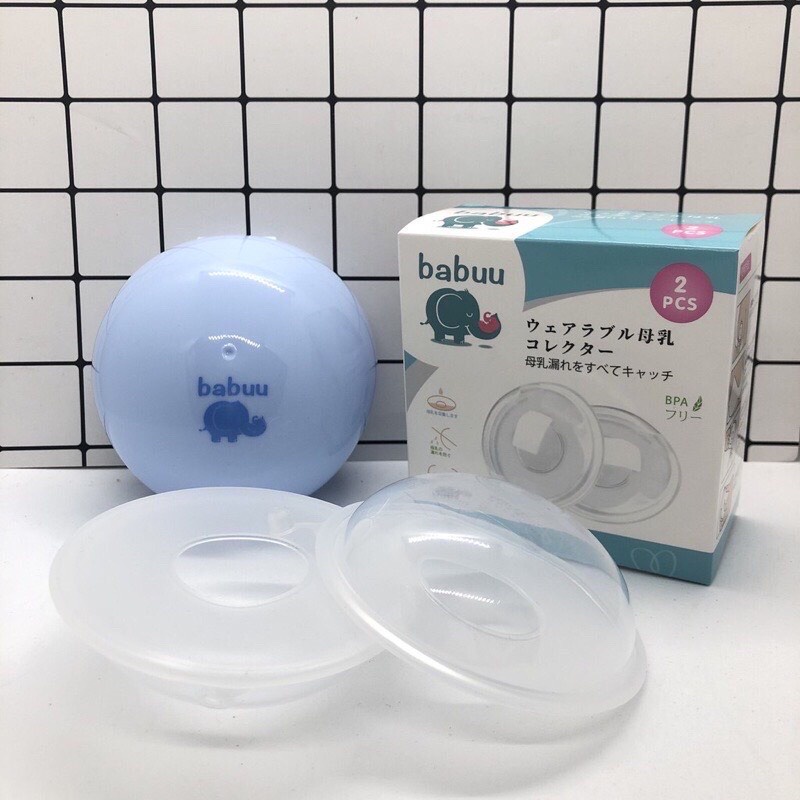 Set 2 Phễu Hứng Tràn Sữa, Trữ sữa Babuu có hộp bảo quản