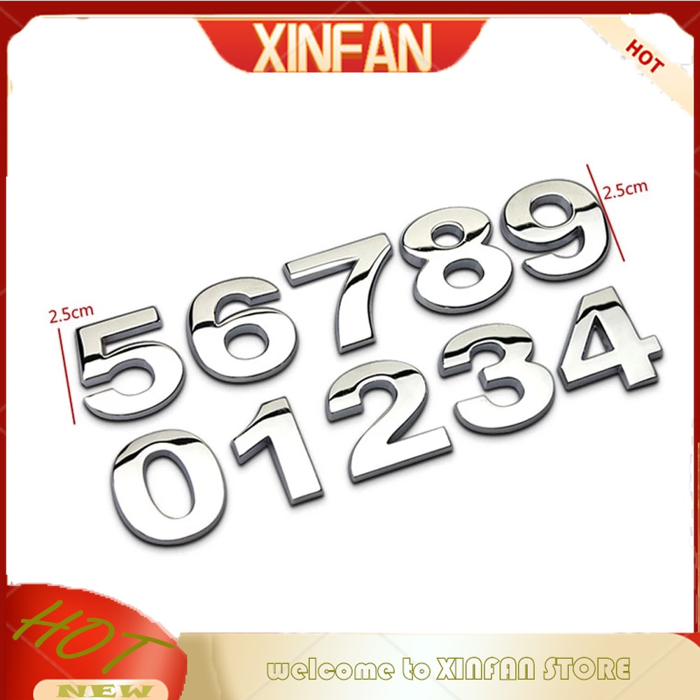 Miếng Dán Hình Chữ Cái Và Số 3D Bằng Kim Loại Màu Bạc Trang Trí Xe Hơi