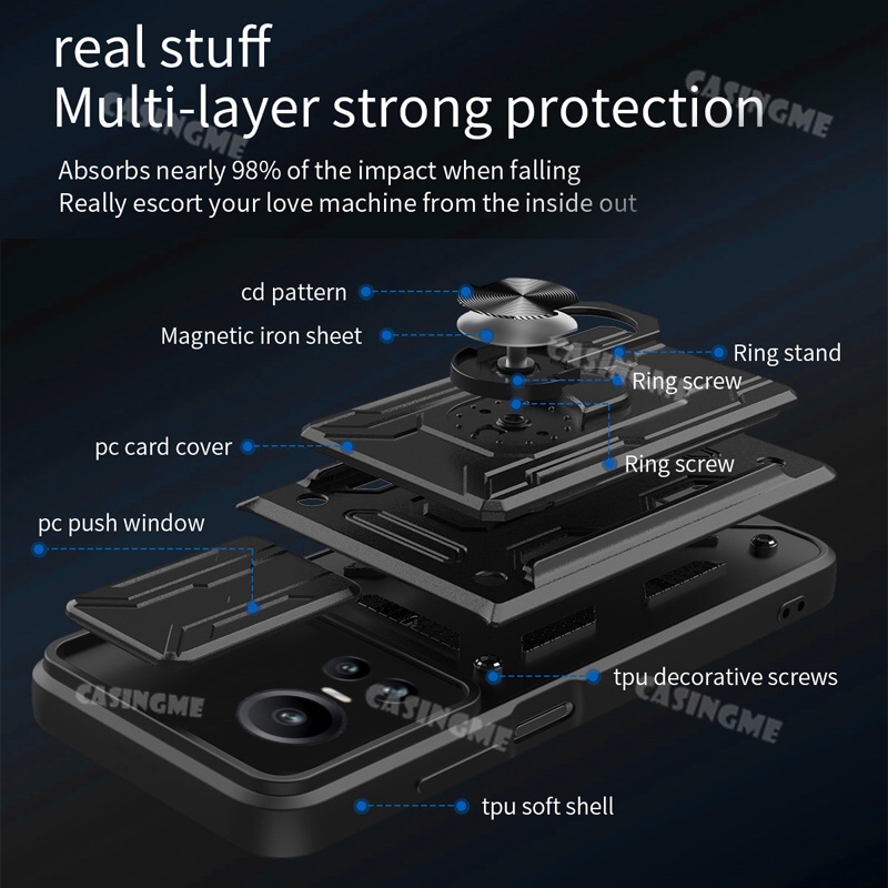 Ốp Điện Thoại Dạng Giáp Chống Sốc Có Vòng Đỡ Nam Châm Cho Oppo Reno 10 5G 2023 Reno 10 Reno10 Pro Reno10Pro 5G
