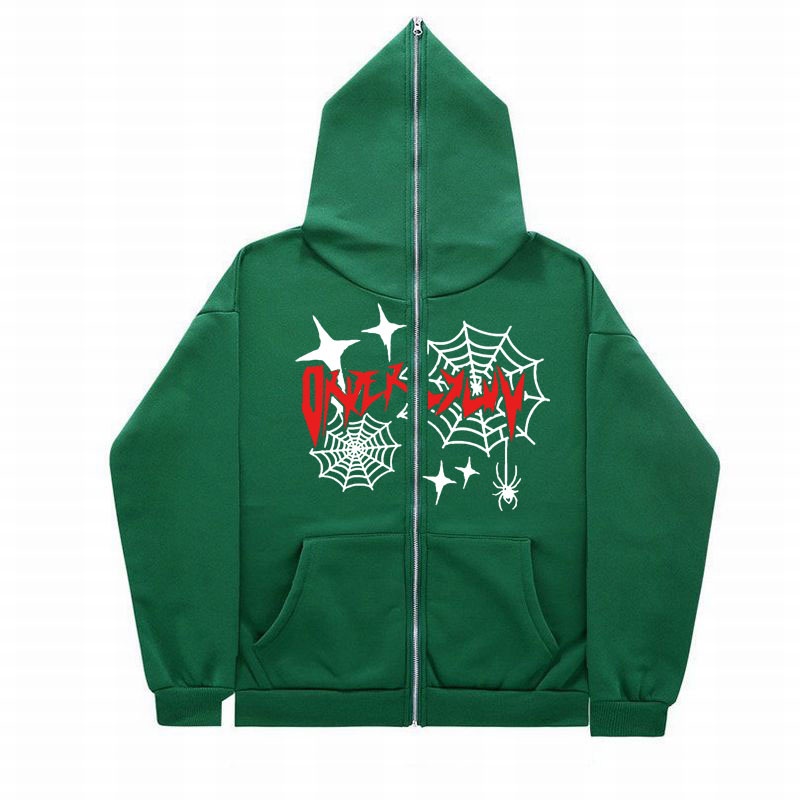 Áo Hoodie Có Khóa Kéo In Hình Mạng Nhện Thời Trang Harajuku Gothic Harajuku Cho Nam Và Nữ