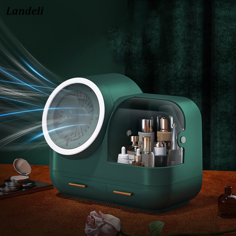 Landeli Hộp Đựng Mỹ Phẩm Để Bàn Có Đèn LED Chống Bụi Tiện Dụng