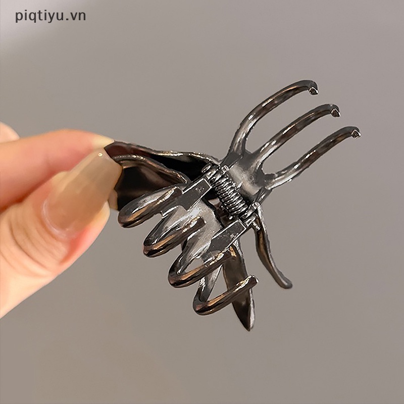 Kẹp Tóc Càng Cua Kim Loại Hình Bướm Rỗng Phong Cách Punk Đơn Giản Cho Nữ