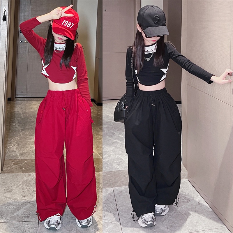 ✨ Set Áo Thun Tay Dài + Quần Yếm Thời Trang Mùa Thu Phong Cách Hàn Quốc Cho Bé Gái 4-13 Tuổi