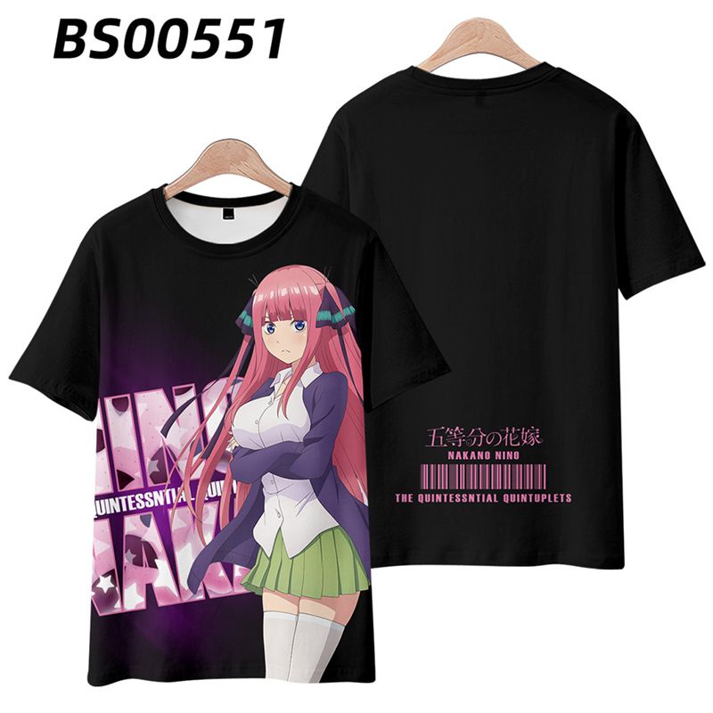 Áo Thun Tay Ngắn In Họa Tiết Anime The Quintessential Quintuplets Miku Nakano 3D Dành Cho Nam Và Nữ