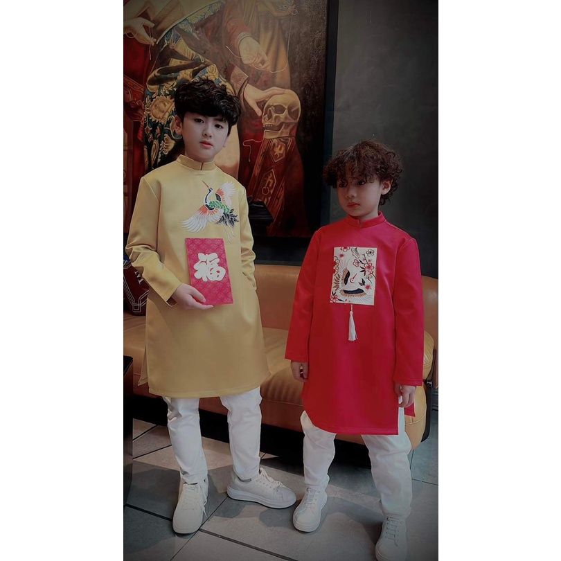 Áo dài bé trai chất liệu Tafta nhiều màu - Áo dài TC - BT02