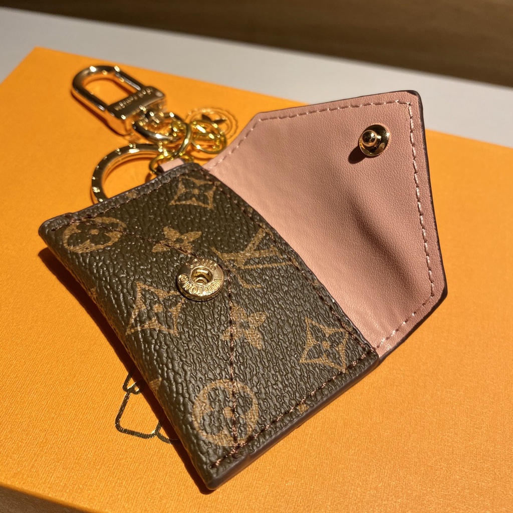 High-quality l-v summer new small wallet keychain thời trang da thật all-match bag package mặt dây chuyền