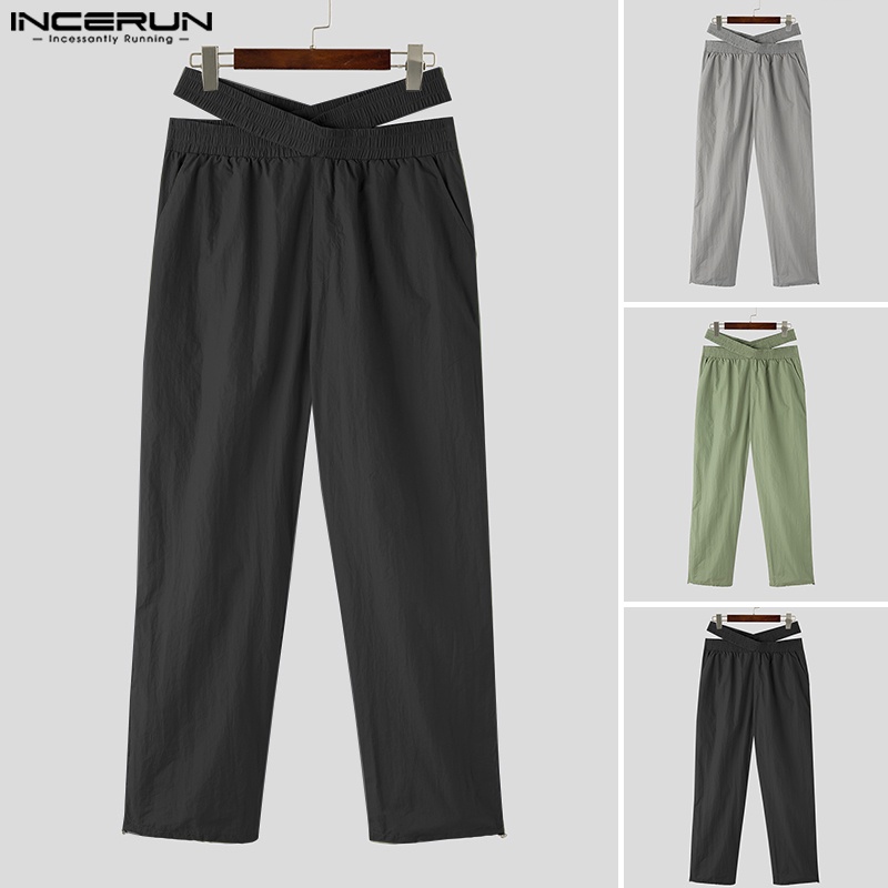 Quần dài INCERUN lưng thun co giãn tốt thiết kế cá tính cho nam