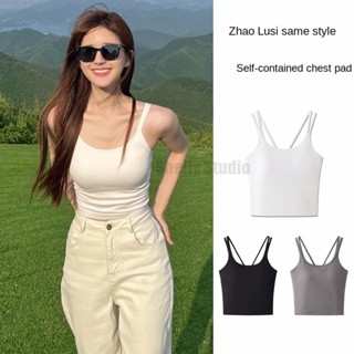 Áo Crop Top Thể Thao Có Mút Đệm Mỏng Màu Đen / Trắng / Xám Size S-XL