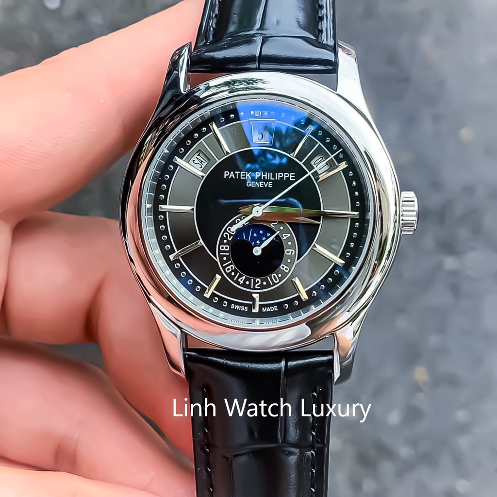 Đồng Hồ Nam Patek Máy Cơ Automatic Cao Cấp, Đồng Hồ Dây Da Mặt Kính Chống Xước Chống Nước Chất Lượng Cao