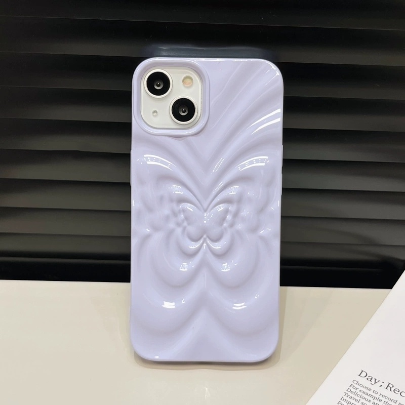 Y2k silver butterfly 3d water ripple phone case iphone 14 13 12 11 pro max món quà bìa mềm phong cách dễ thương hàn quốc