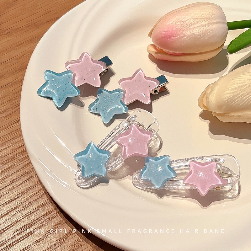 Kẹp tóc ngôi sao màu hồng xanh hàn quốc nữ kẹp tóc ngôi sao dễ thương