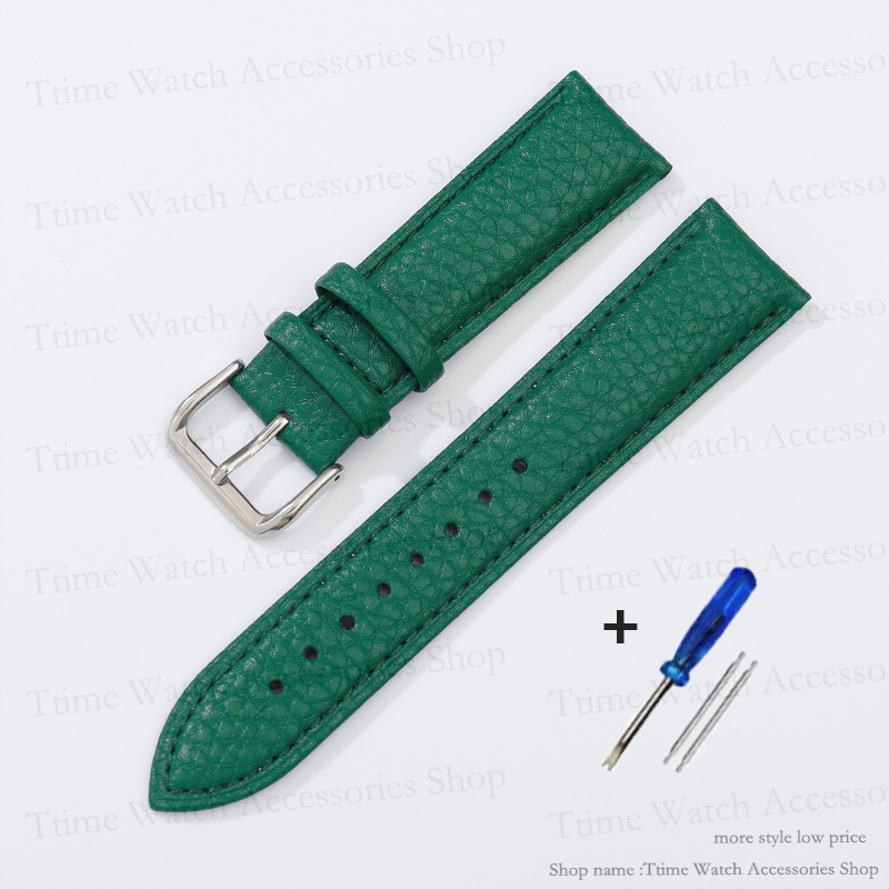 Dây đeo đồng hồ bằng da chính hãng 12/14/16/18/20 / 22mm dây đeo bằng thép không gỉ 10 màu vòng đeo tay bằng da