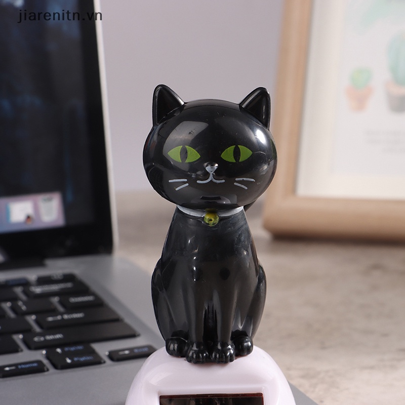 Jiarenitn Đồ Chơi Mô Hình Đầu Chú Mèo Đen Chạy Bằng Năng Lượng Mặt Trời Lắc Đầu Dùng Làm Quà Tặng vn