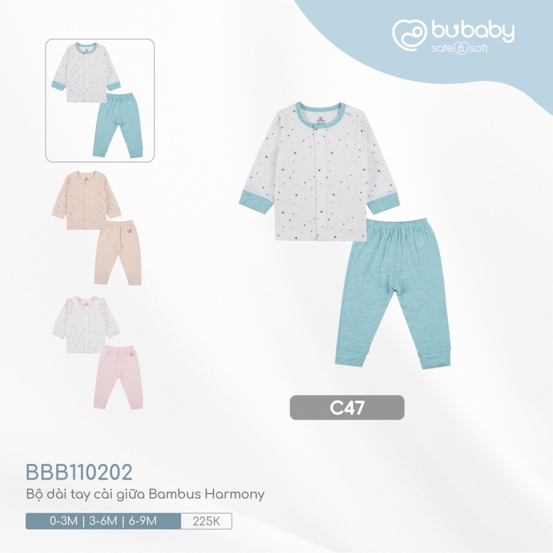 Bộ sơ sinh cài giữa Bu Baby cho bé trai bé gái