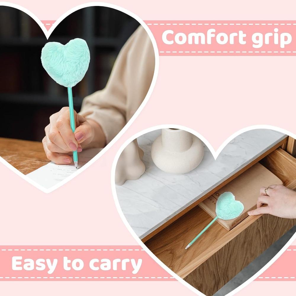 UUMIR Bộ 6 Cây Bút Bi Hình Trái Tim Màu Hồng / Trắng / Xanh Dương Xinh Xắn