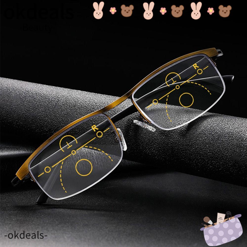 Okdeals kính đọc sách thể thao khung thời trang bảo vệ mắt đa tiêu cự tiến bộ kính viễn thị