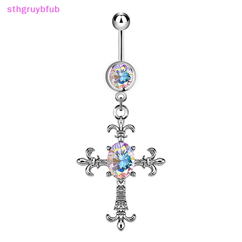 Sthb thép không gỉ cross dangle nút thắt lưng vòng thời trang punk mát rốn móng tay cho phụ nữ pha lê rhinestone trang sức cơ thể vn