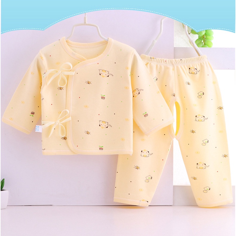* * Bộ Đồ Ngủ Hai Mảnh Bằng cotton Nguyên Chất Cho Bé Sơ Sinh