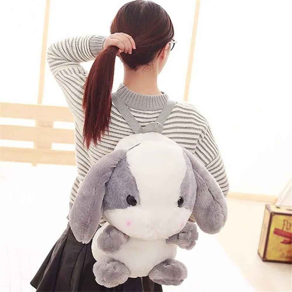 Mmluck rabbit plush bag, long ear plush toy bunny backpack, kawaii backpack messenger túi mềm ví tiền xu nhồi bông quà tặng cô gái