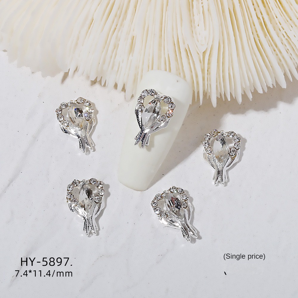 ✧Ready Stcok 10 Cái Nail Art Silver Daimond Jewelry Butterfly Bowknot Heart 3d Rhinestone Drill Trang Trí Móng Dụng Cụ Làm Móng Cho Tiệm Nail CAO HƠN