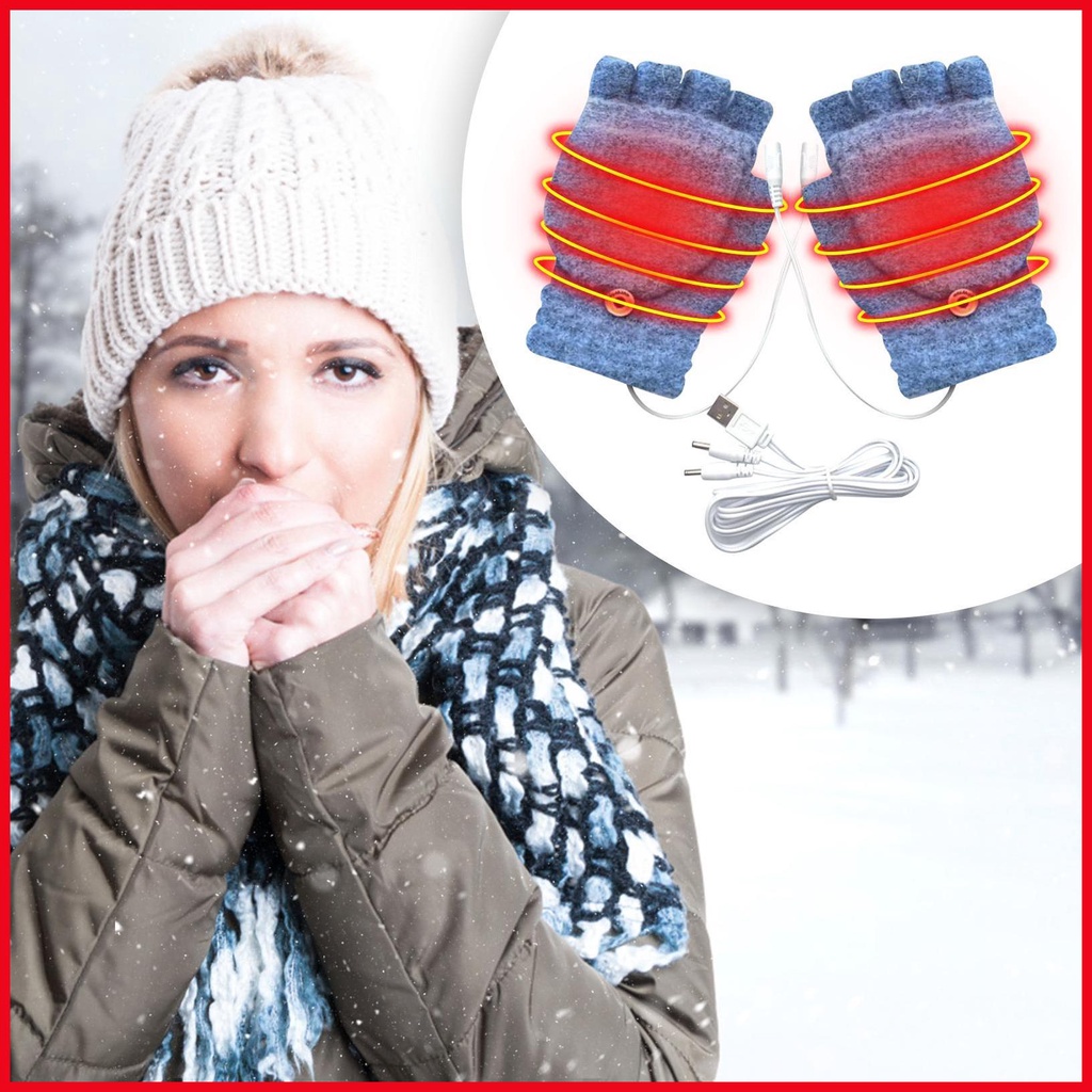 Găng tay sưởi ấm găng tay sưởi usb có thể sạc lại cho phụ nữ và nam giới thoải mái găng tay mùa đông có sưởi ấm đầy đủ & nửa ngón tay iadvn
