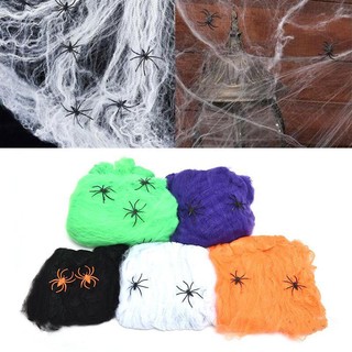 Mạng nhện trắng co giãn mạng nhện nhân tạo trang trí halloween đáng sợ đạo cụ cảnh bữa tiệc kinh dị ngôi nhà trang chủ decora phụ kiện
